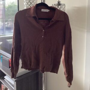 Petal & Pup Brown Collard Knit Sweater
